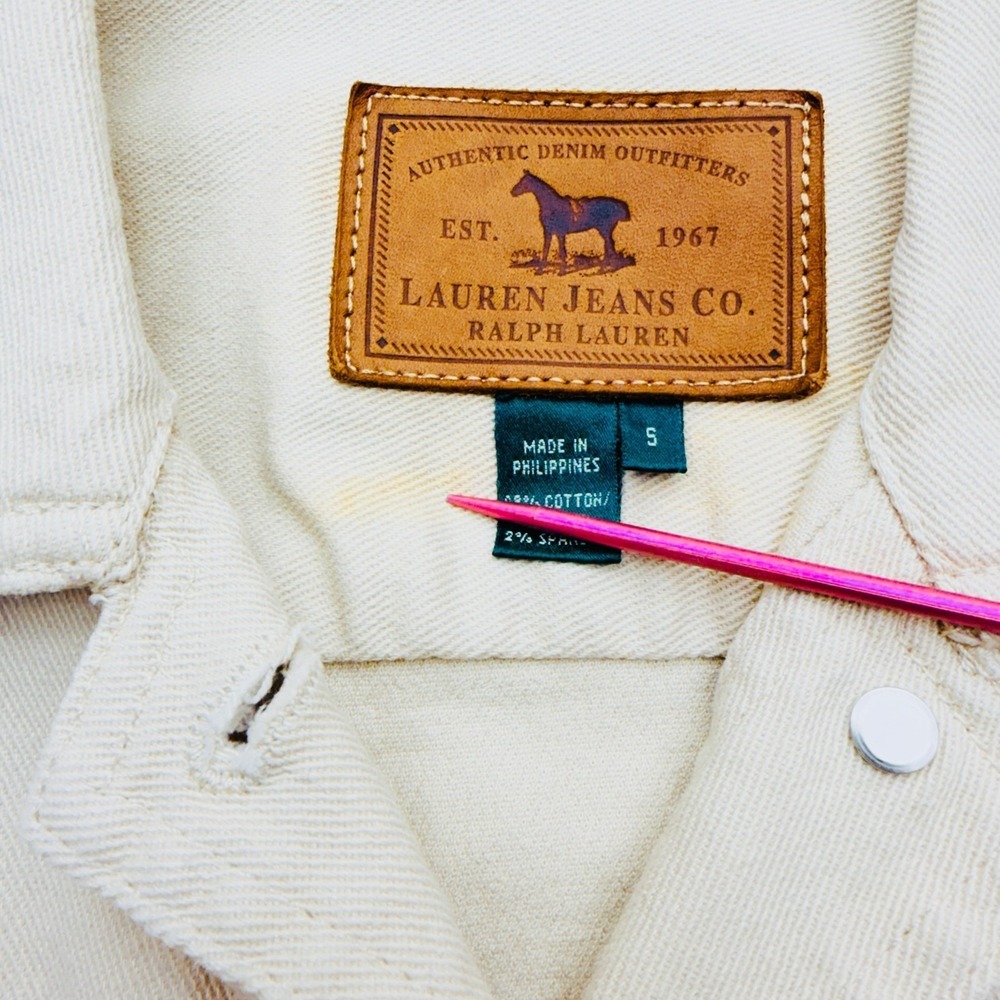 Ralph Lauren Jeans Co. Women's‎ Denim Jean Jacket Size Small Beige Gold Buttons - Picture 11 of 12